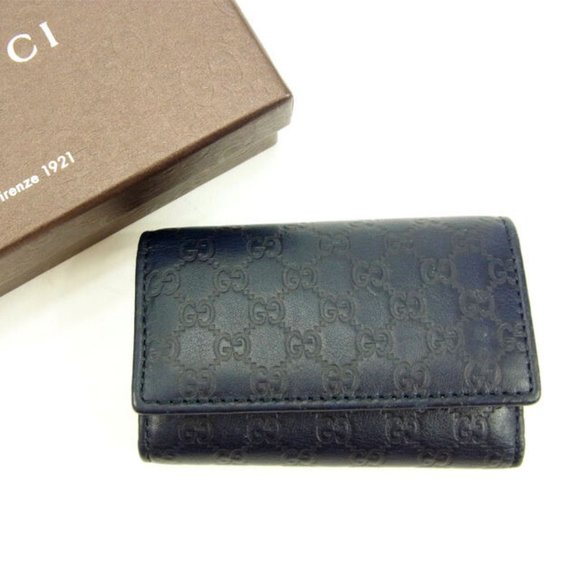 Gucci Card Case Navy Woman unisex Authentic Used - Picture 1 of 6